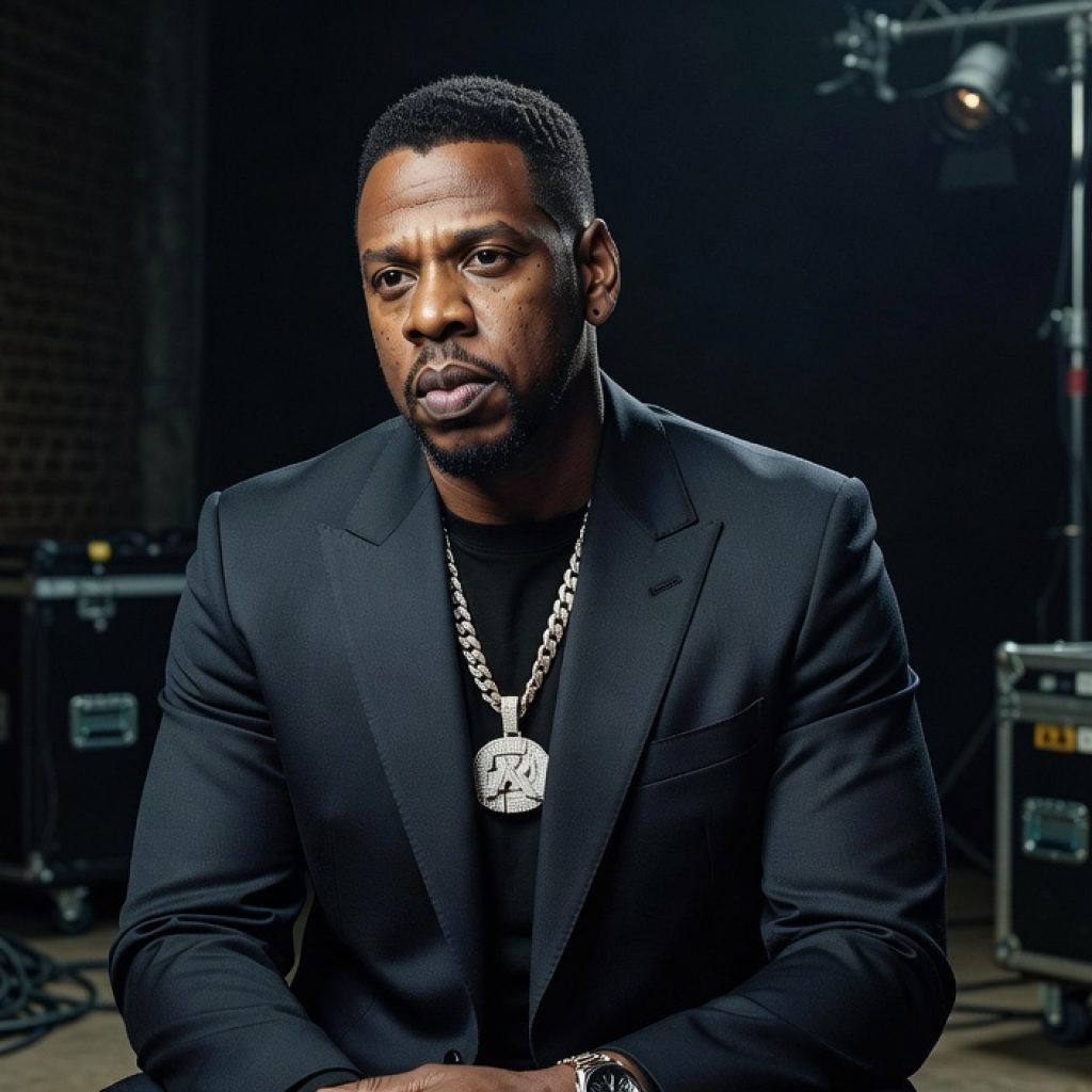 Editorial portrait of Jay-Z discussing the evolution of rap battles and the impact of the Drake-Kendrick Lamar feud.