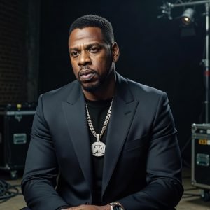 Editorial portrait of Jay-Z discussing the evolution of rap battles and the impact of the Drake-Kendrick Lamar feud.