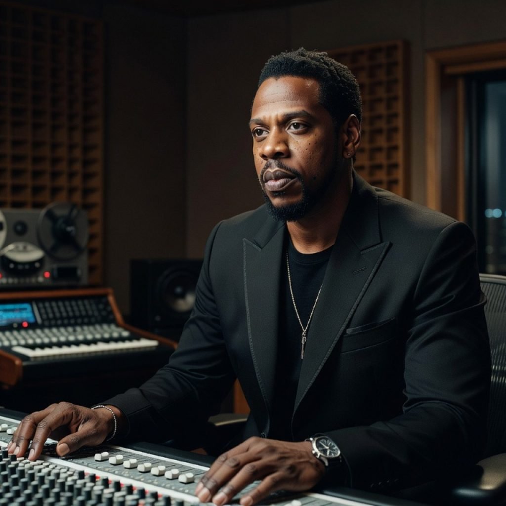 Jay-Z, music mogul and rapper, offering insights on the Kendrick Lamar-Drake feud and the evolution of hip-hop battles.